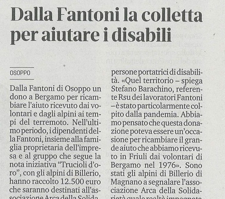 Dalla Fantoni di Osoppo un dono per Bergamo